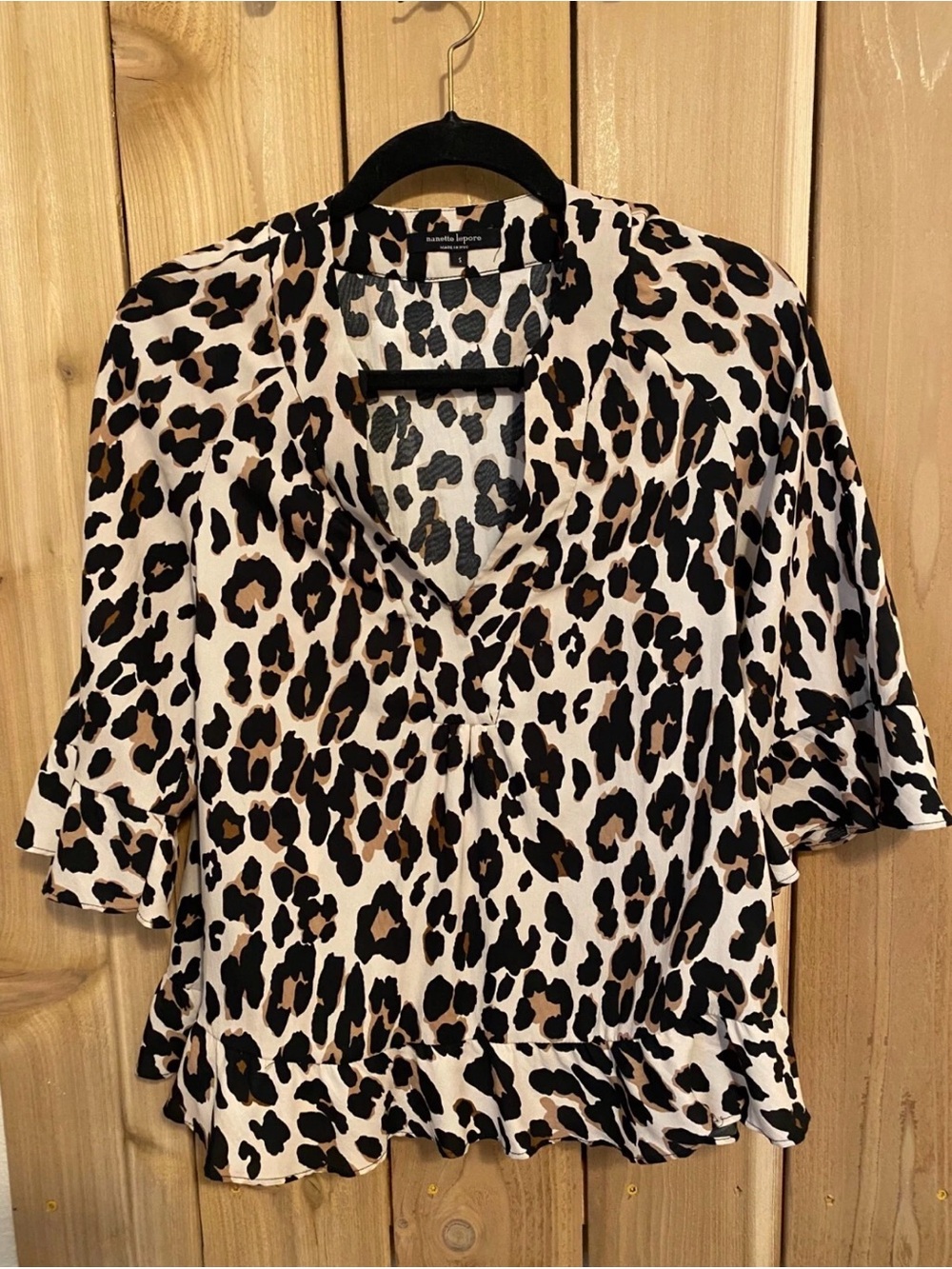 Nanette Lepore Animal Print Multicolor Blouse Top size L Large